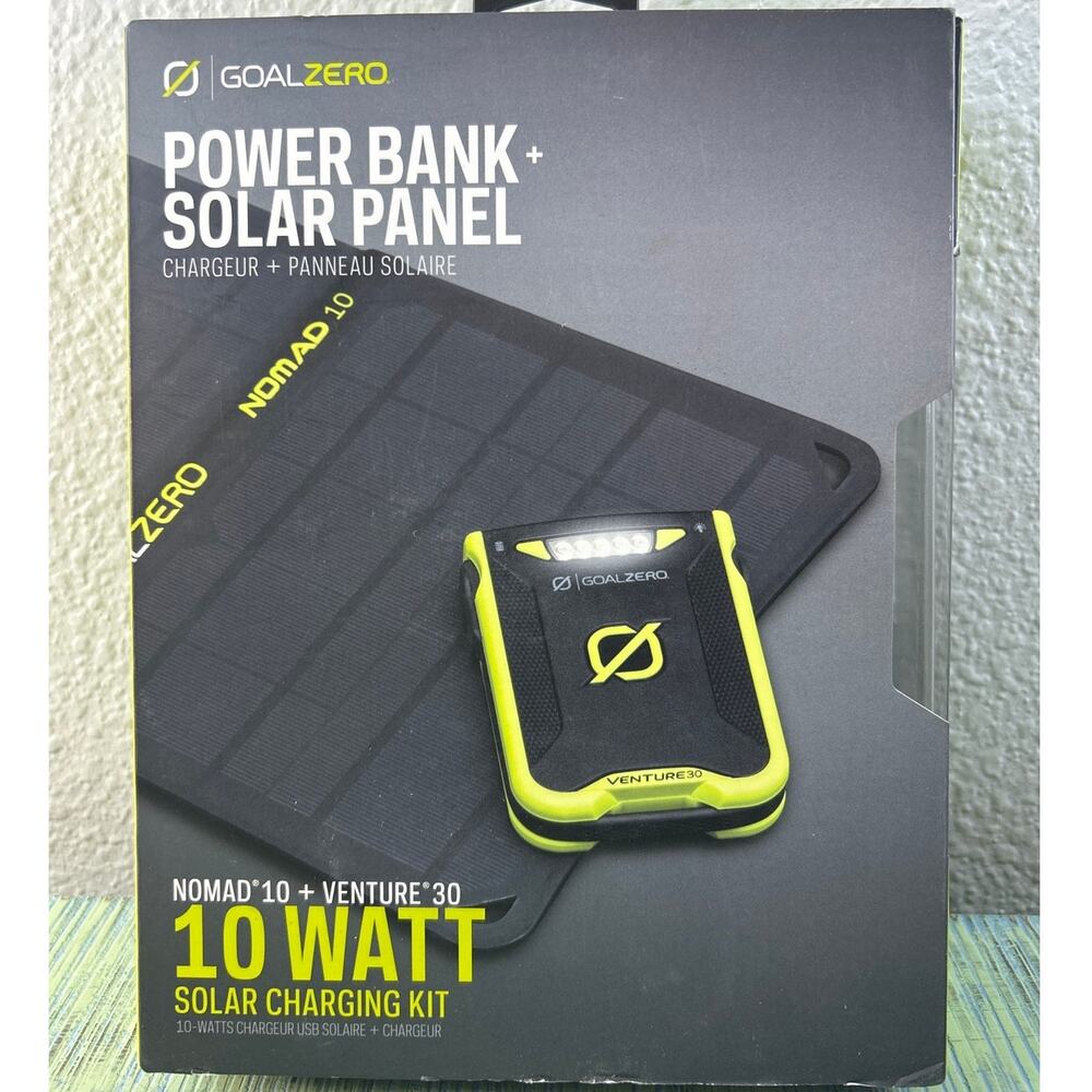 NEW Goal Zero Venture 30 + Nomad 10 Solar Charging Kit 10 Watt Power Bank Combo